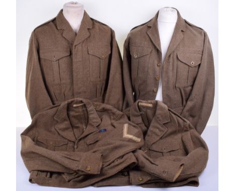 4x 1949 Pattern British Army Battle Dress Blouse, all have buttons ,three have  military makers labels inside ,all have a few