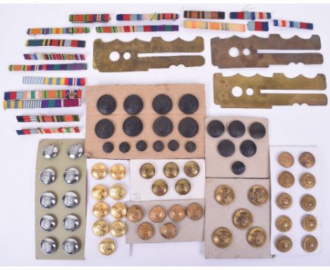 Selection of British Tunic Buttons, Military and other organisations, mounted on cards; 3x brass button cleaners and a select