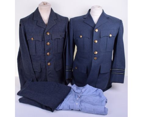 RAF Uniform Clothing, one RAF round neck shirt stamped with arrow and dated 1953 in well used condition, one RAF tunic comple