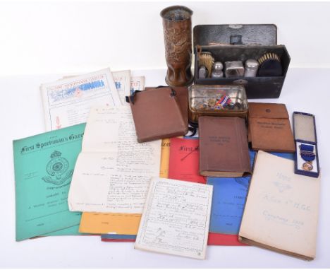 Selection of WW1 Military Ephemera & items, including Machine gunners pocket book dated 1918 with protractor, Field Service P