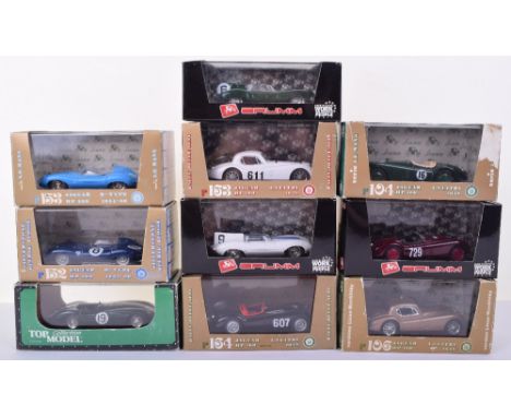 Nine Boxed Brumm Jaguar Models, 1:43 scale, R103 Jaguar XK120,R104 Jaguar XK120,  R106 Jaguar XK120 (small accessories missin