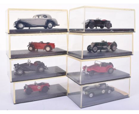 Piccolino White Metal MG Collection Models, small scale cars,including: 3 x 1930 MG M Type, 1933 MG K3 mille Miglia, MG Y-typ