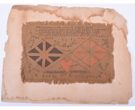 Boer War Commemorative Piece of 2nd Battalion Norfolk Regiment Interest, being a piece of khaki coloured cloth with finely de