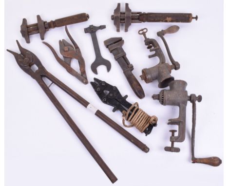 WW1 Trench Raiding Party Barbed Wire Cutters, accompanied by a smaller possible World War Two period pair of wire cutters, an