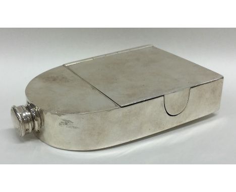 A rare travelling silver hip flask / lunch box with hinged front, and carrying bracket. Sheffield. By JD&amp;S. Approx.346 gr