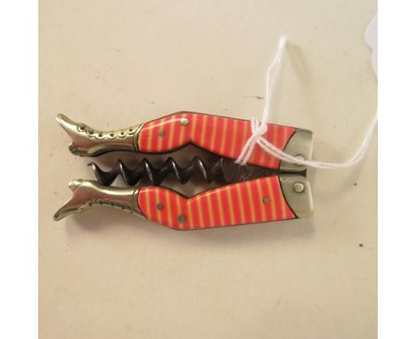 A German silver plated legs folding corkscrew