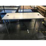 (2) Tables, (1) 50 in long x 30 in wide x 28 in tall; (1) 6 ft long x 20 in wide x 3 ft tall