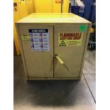 (3) Flammable Safety Cabinets: 45 in tall x 43 in wide x 18 in deep, Removal Fee: $40