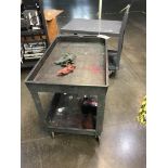 (2) Carts: (1) Metal, 3 ft long x 2 ft wide x 32 in tall; (1) Plastic, 25 in wide x 37 in long x