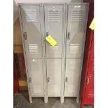 Gray Lockers, 66 in tall x 3 ft wide x 1 ft deep, Removal Fee: $20