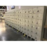 Tan Lockers, 78 in tall x 21 ft wide x 1 ft deep (Late Pickup: This Lot May Not Be Picked Up Until