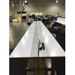 (3) Double Sided Work Tables, 42 in wide x 8 ft long x 3 ft tall (Late Pickup: This Lot May Not Be