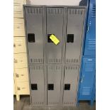 Gray Lockers, 6 ft tall x 3 ft wide x 18 in deep, Removal Fee: $20
