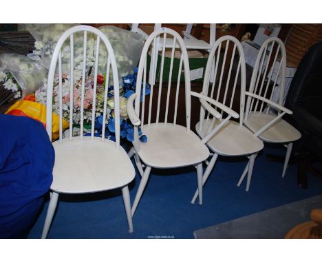Four painted Ercol chairs including two carvers.
