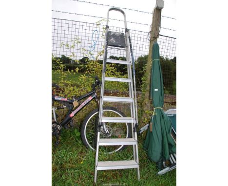 A seven rung Aluminium step Ladder.