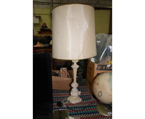 A cream based table lamp and shade, a/f.