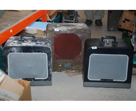 Two 'Bell and Howell' case, speakers, and a model 601 speaker.