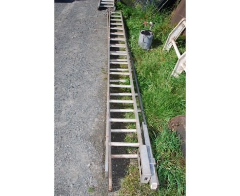 Aluminum double fifteen rung extension ladder. 