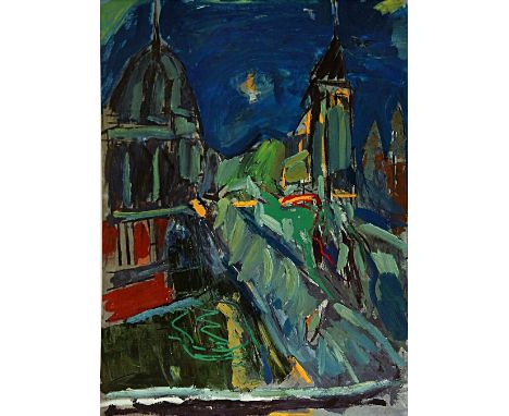 Peter Coker RA, British 1926-2004- "Pont Neuf from Hotel Chatelet"; lithograph printed in colours, signed and numbered 23/95 