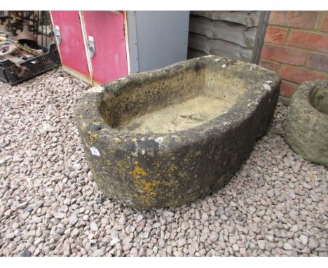 Large antique stone trough - Approx Width: 77cm Depth: 53cm Height: 29cm 