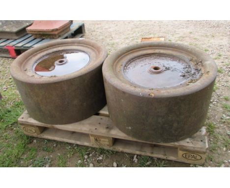 2 large metal Coalbrookdale roller wheels 