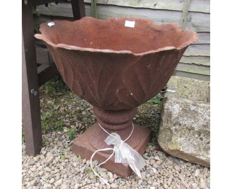 Large well weathered cast iron planter - Approx Height: 62cm&nbsp; Diameter: 60cm 