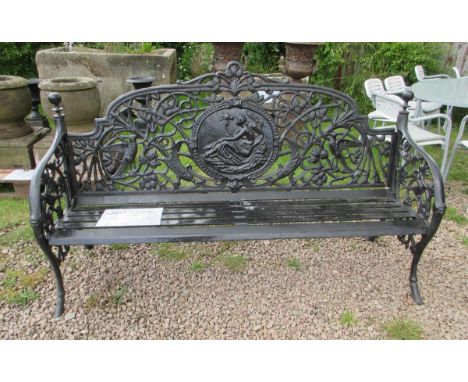 Beautiful very heavy cast iron bench adored with birds - Approx Length: 180cm&nbsp; Height: 107cm&nbsp; Depth: 46cm 