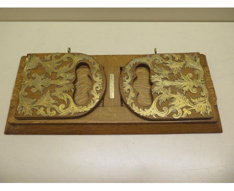 A Victorian light oak brass mounted folding bookstand by W and J Milne 126 Princess St Edinburgh patent 5286, extends to 52cm