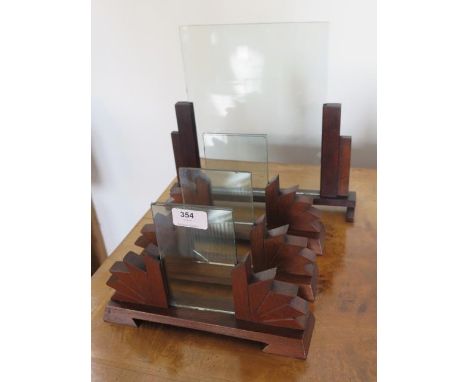 Four 1930s oak and glass Art Deco photograph frames, largest 29cm x 31cm, all good condition apart from one has chipped glass