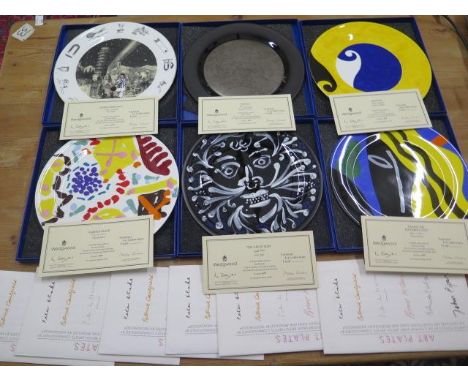 The complete set of six Wedgewood National Art Collection Fund art plates 429 of 500 by artists Peter Blake, Eduardo Paolozzi