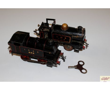 Two vintage Hornby "0" gauge clockwork engines, one key AF
