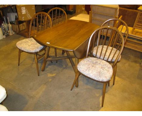Ercol Drop Leaf Dining Table with 4 Hoop Back Chairs 