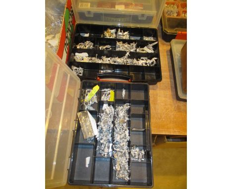 Four Plastic Boxes of Metal Model Soldiers etc 