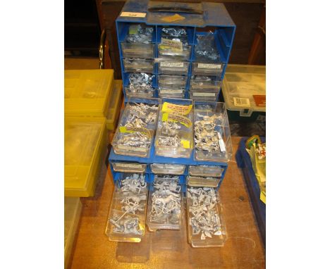 Four Plastic Boxes of Metal Model Soldiers etc 