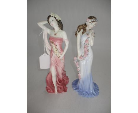 Two Compton &amp; Woodhouse Coalport Figures, Ruby 2434/9500, Sapphire 3618/9500 