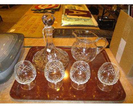 Crystal Ships Decanter, Water Jug and 4 Brandy Goblets 
