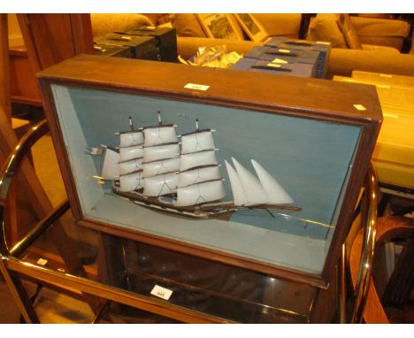 Cased Model of a Tall Mast Ship 