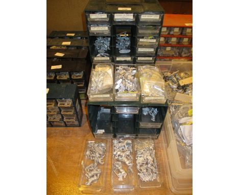 Four Plastic Boxes of Metal Model Soldiers etc 