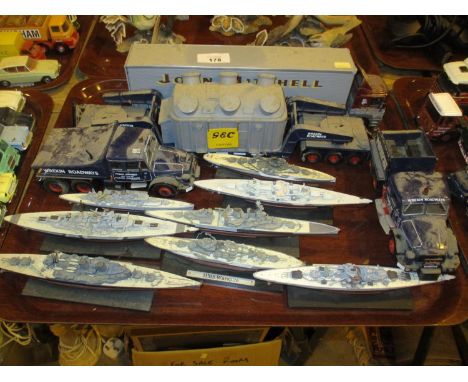 Wrekin Roadways Die Cast Vehicle, Articulated Lorry, Model War Ships etc 