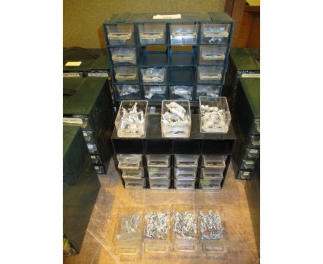 Four Plastic Boxes of Metal Model Soldiers etc 
