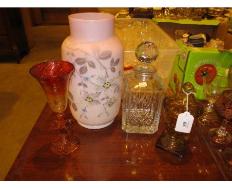 Victorian Glass Vase, Crystal Decanter, Venetian Goblet and an Urn 