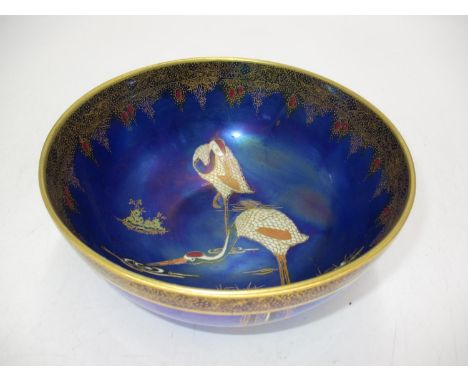 Carltonware Lustre Bowl Decorated with Herons and Bamboo, 17.5cm 