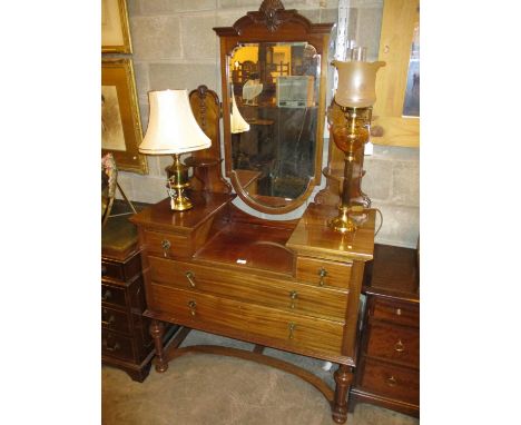 1920's Mahogany Stepped Top Dressing Table, 107cm 