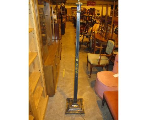 Chinoiserie Lacquer Square Pillar Standard Lamp with Shade 