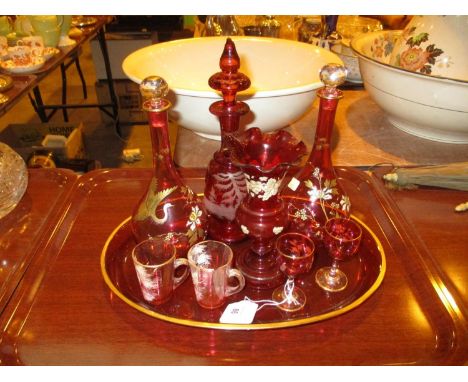 Selection of Ruby and Overlaid Glasswares 