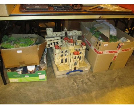 Boxes of Model Landscapes, Buildings, Fort etc 
