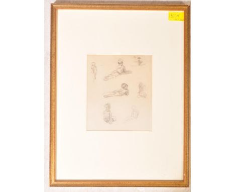 Eileen Alice Soper (1905-1990) - Studies of a Small Boy and Dog - An original pencil observational sketch drawing by Eileen S