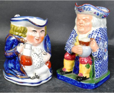 19th century Staffordshire toby character jug being marked for Copeland&nbsp;Spode to the underside. Together with another to
