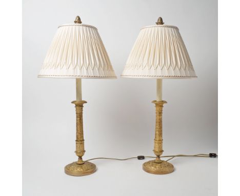 Early 19th century. Overall height 26 1/2 inches, height of candlestick 12 inches.Qty: (2)No condition report? Click below to