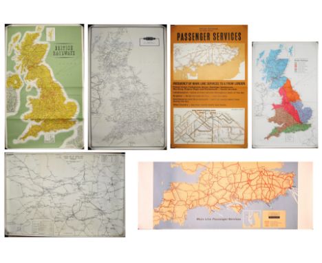 A Lot containing various poster maps to include British Railways coloured map of Britain Circa 1962 (40in x 24in). B &amp; W 